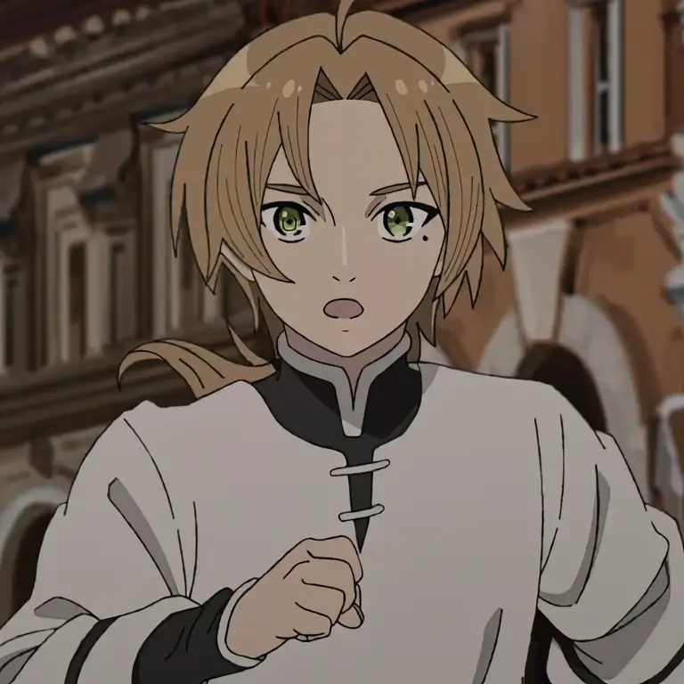 Karakter utama Mushoku Tensei: Rudeus Greyrat Gambar Rudeus Greyrat dari Mushoku Tensei