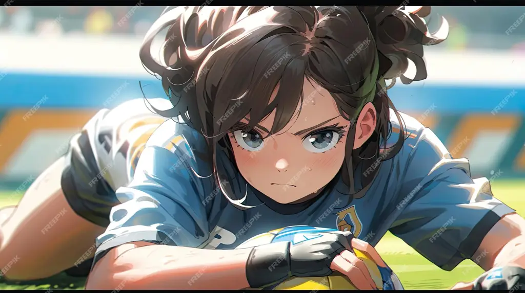 Gadis Anime Bermain Sepak Bola Ilustrasi gadis anime bermain sepak bola