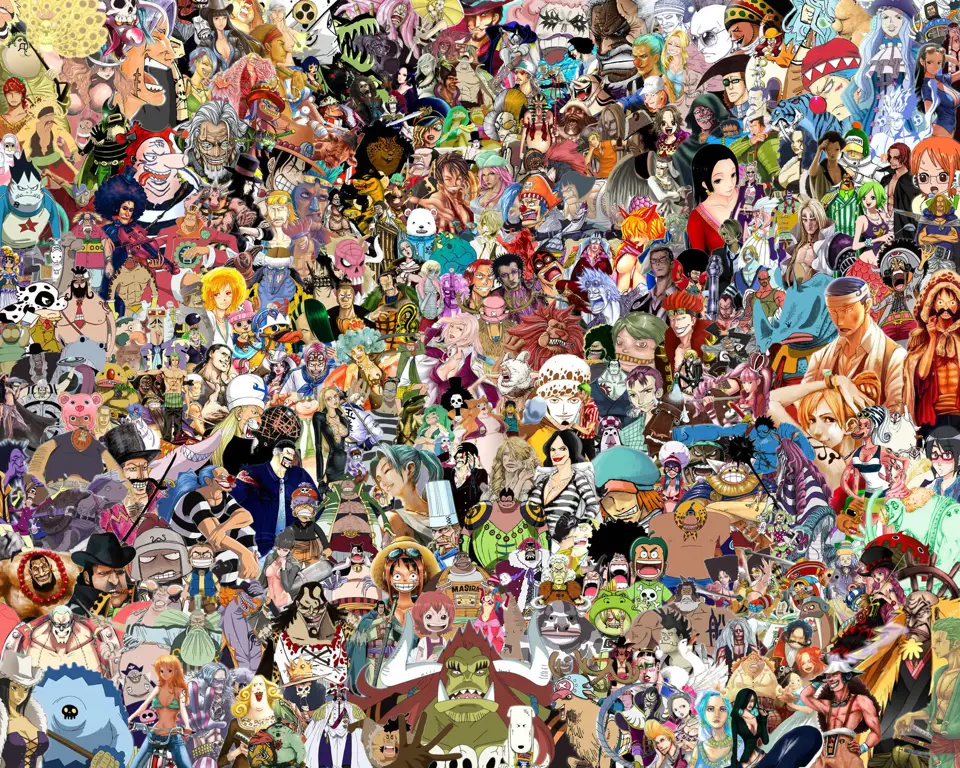 Menikmati Anime One Piece Bersama Kru Topi Jerami Gambar Luffy dan kru Topi Jerami menonton anime bersama-sama