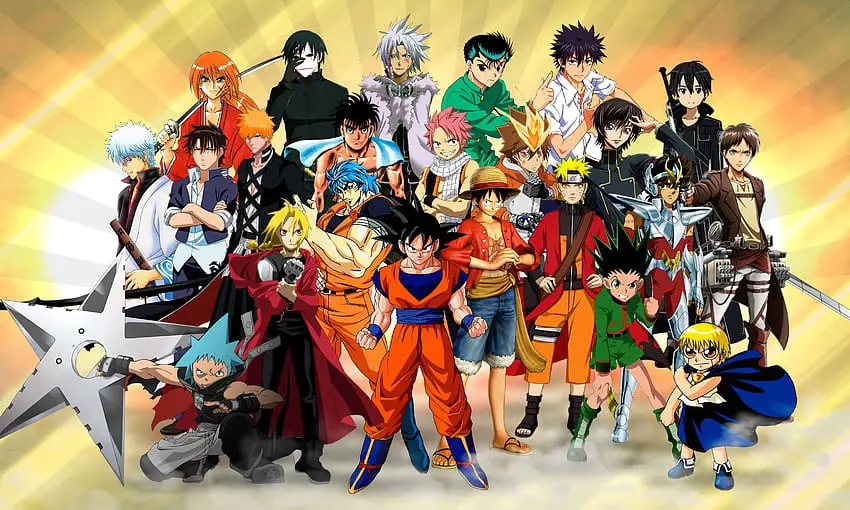 Menikmati Anime Bersama Gambar beberapa karakter anime yang sedang menonton anime bersama