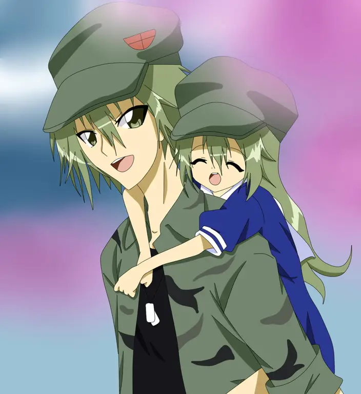 Yuuta dan anak-anak perempuannya yang menggemaskan Gambar ayah dan anak perempuan dalam anime