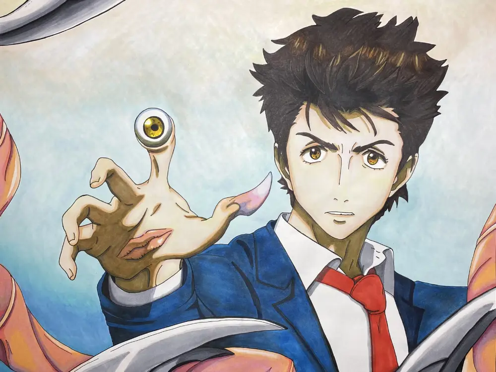 Detail Desain Karakter yang Menarik Desain karakter yang detail dan menarik dari anime Parasyte -the maxim-