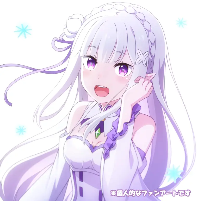 Karakter Emilia yang cantik dan memesona Gambar Emilia dari anime Re:Zero