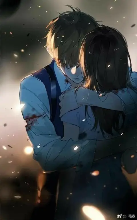 Pasangan Anime Romantis Pasangan anime romantis sedang berpelukan