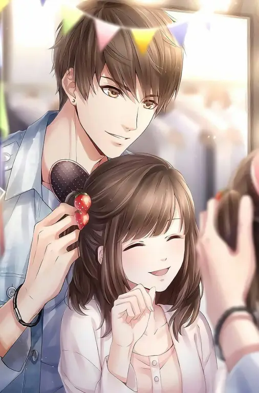 Pasangan Anime yang Bahagia Gambar pasangan anime SMA yang bahagia.