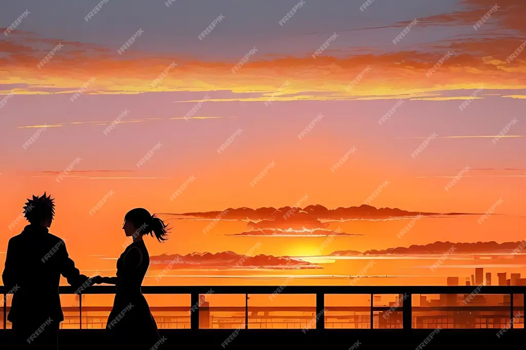 Adegan romantis dari anime Ilustrasi adegan romantis anime