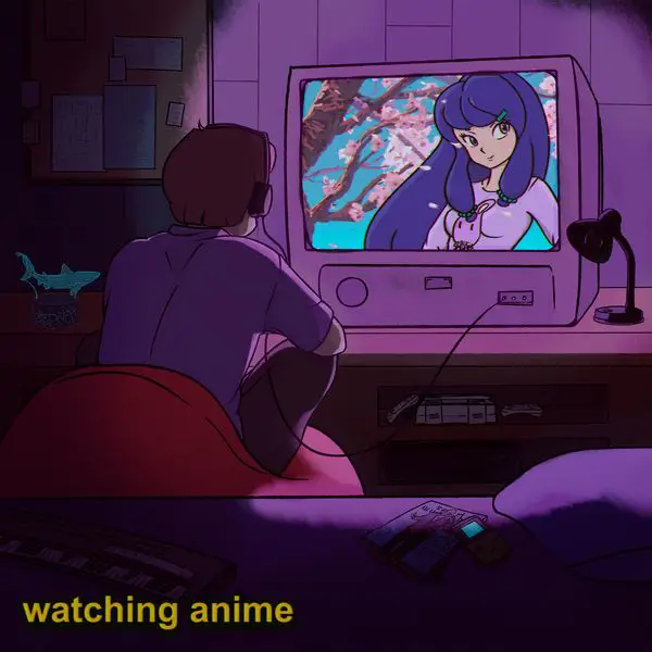 Menikmati anime Shimoneta bersama teman Karakter anime menonton anime bersama-sama