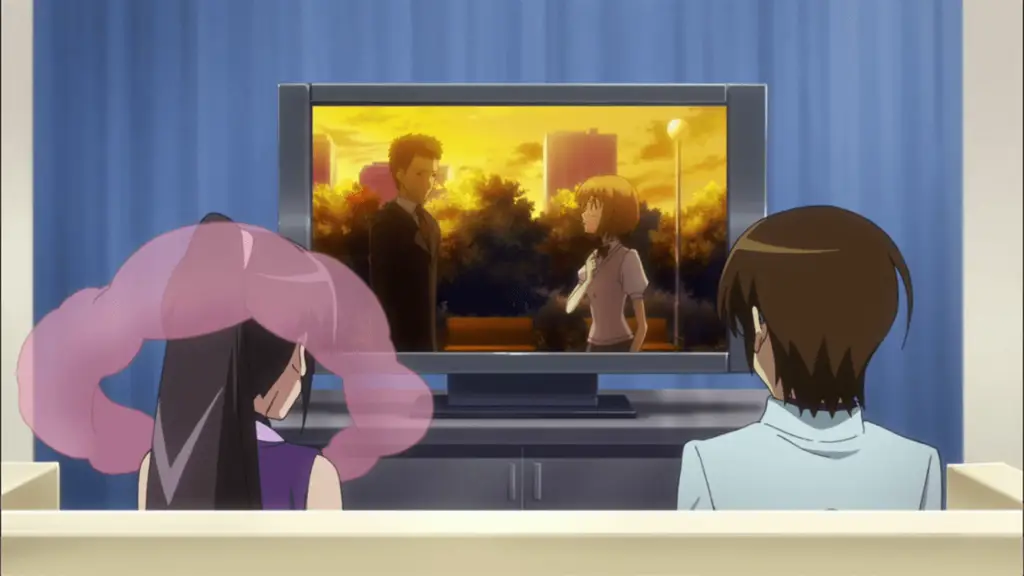 Menikmati anime Shinchou Yuusha bersama teman Penggemar anime sedang menonton bersama-sama dengan gembira