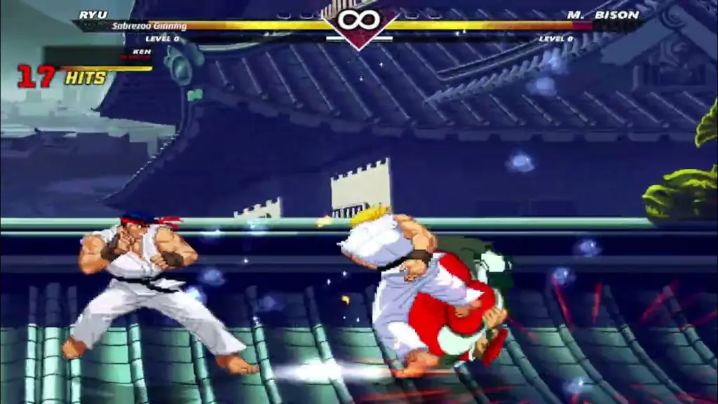 Ryu dan Ken berlatih untuk meningkatkan kemampuan bertarung Adegan latihan Ryu dan Ken
