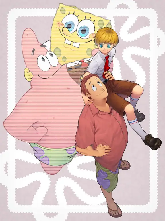 Persahabatan Spongebob dan Patrick Gambar Spongebob dan Patrick dengan gaya anime